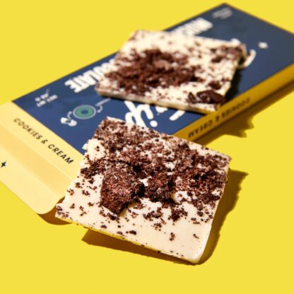 Close up of Road Trip Chocolate Bars Cookies and Cream flavor